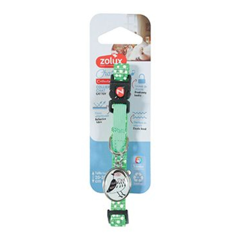 Obojek kočka CHATOUILLE s přívěskem zelená Zolux
