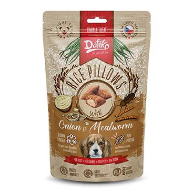 Dafiko plněné polštářky pro psy moučný červ/cibule 80g