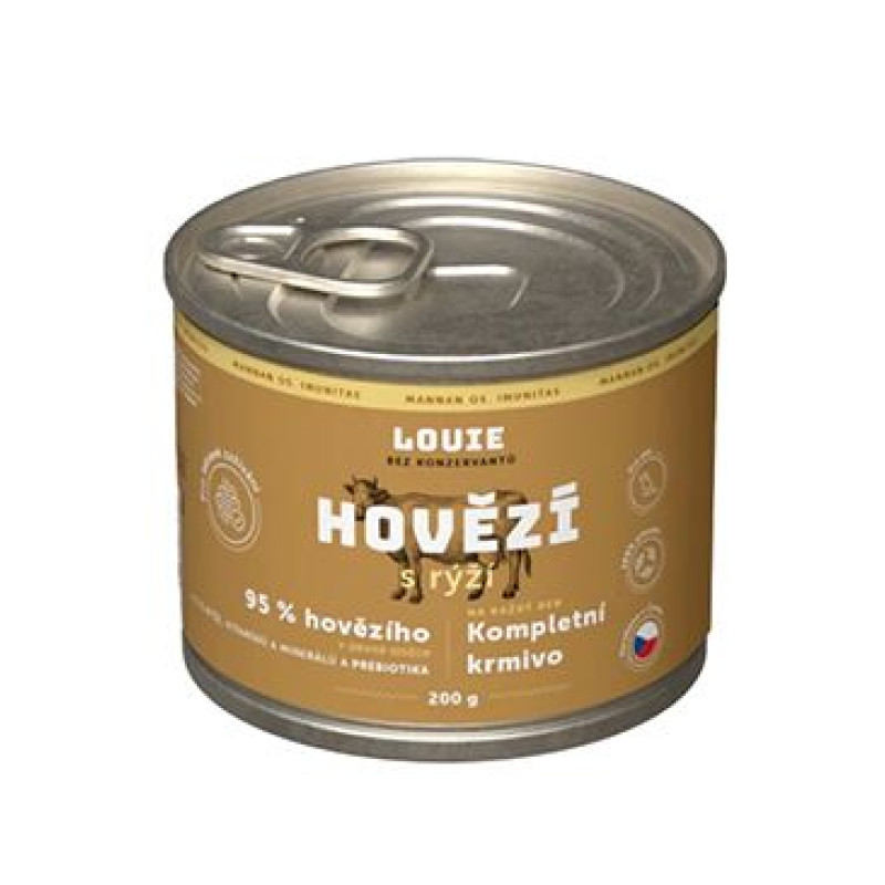 Louie Dog konz. Hovězí s rýží a prebiotiky 200g
