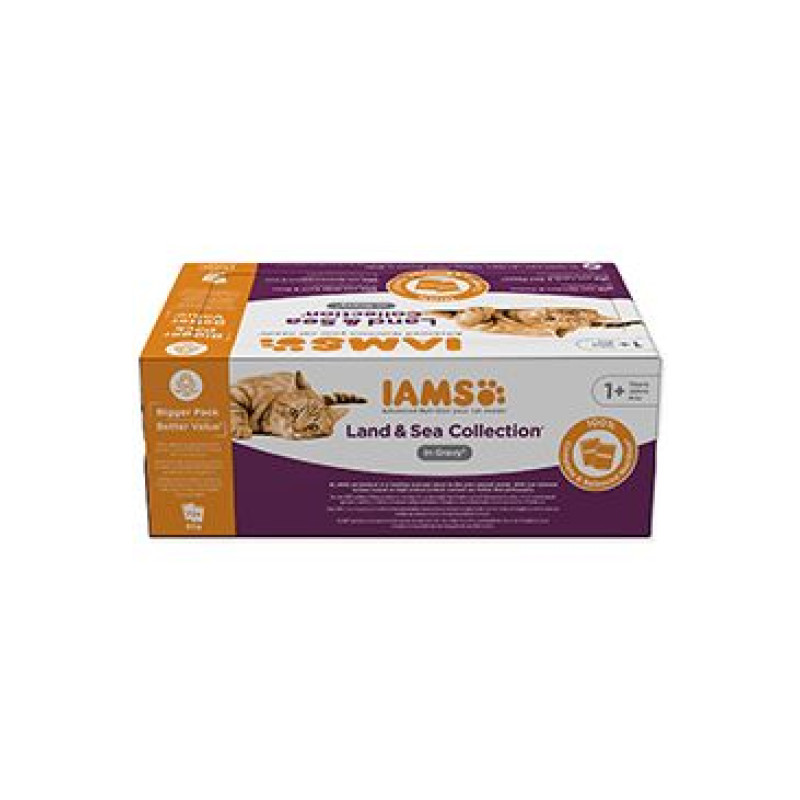 Iams Cat Adult Delights kapsa Land&Sea in gravy 72x85g