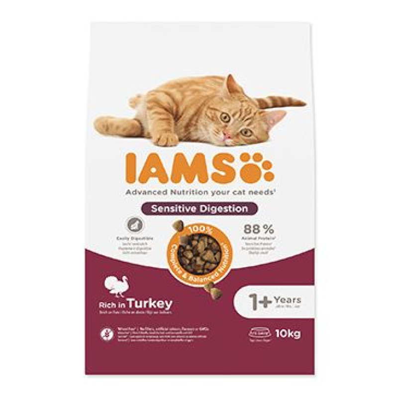 Iams Cat Adult Sensitive Digestion Turkey 10kg