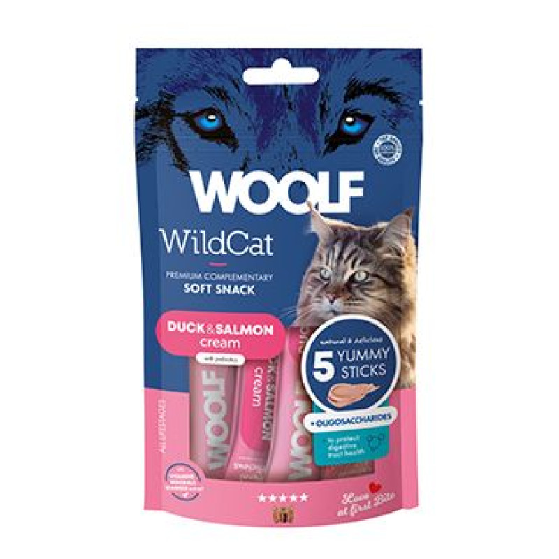 WOOLF WildCat Cream Functional Duck&Salmon 5x14g