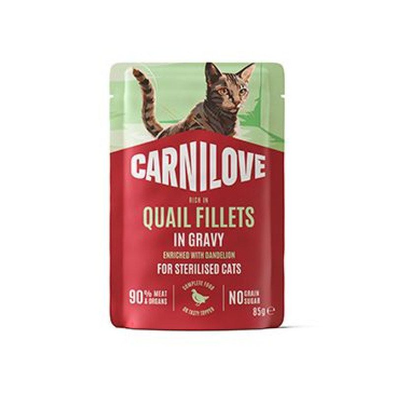 Carnilove Cat Pouch Gravy Quail+Dandelion Steril. 85g