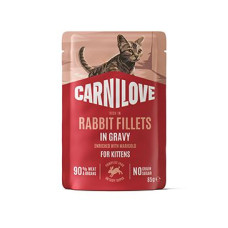 Carnilove Cat Pouch Gravy Rabbit+Marigold Kittens 85g