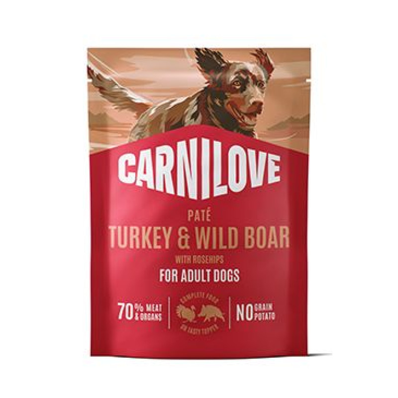 Carnilove Dog Pouch Paté Turkey&Wildboar+Ros.300g