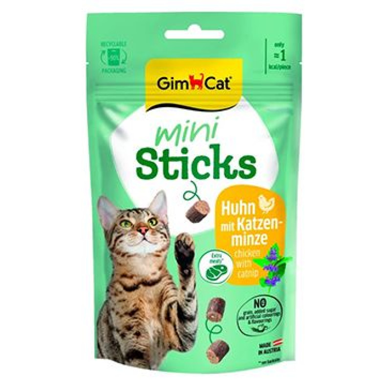 GimCat Mini Sticks kuře se šantou kočičí 50g