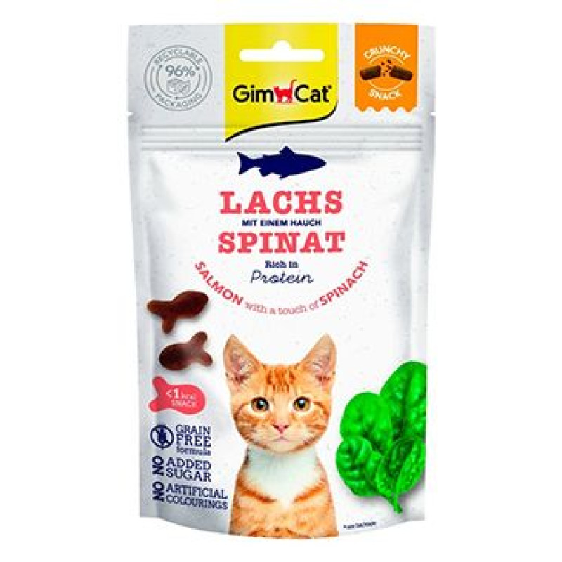 GimCat Crunchy Snacks losos&špenát 50g
