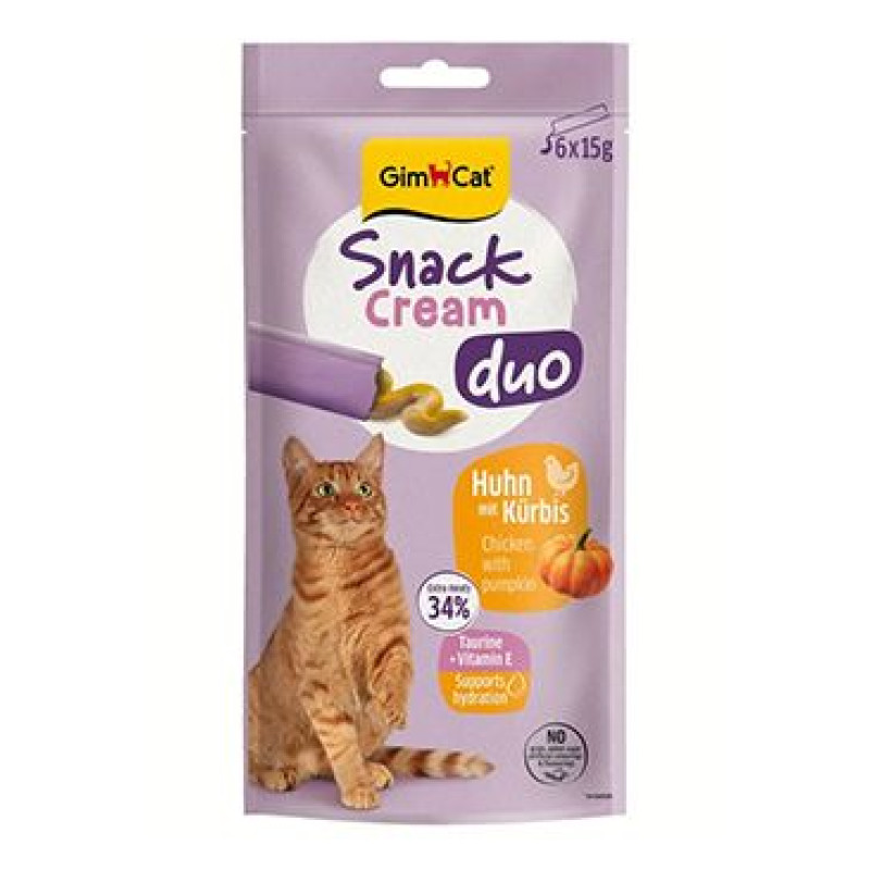 GimCat Snack Cream Duo kuře&dýně 6x15g