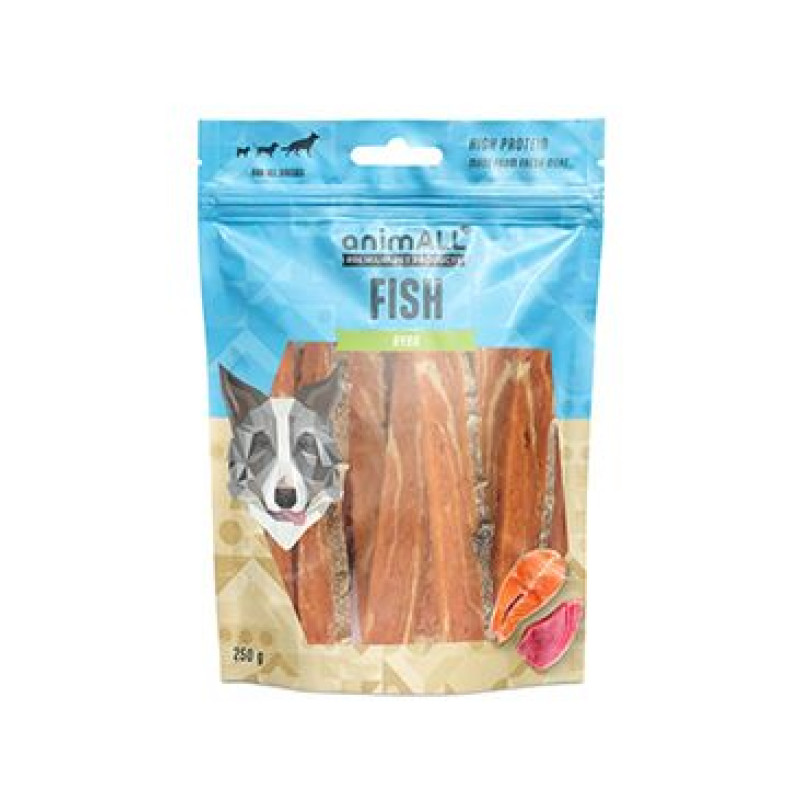 animALL Lososové proužky s kůží 250g