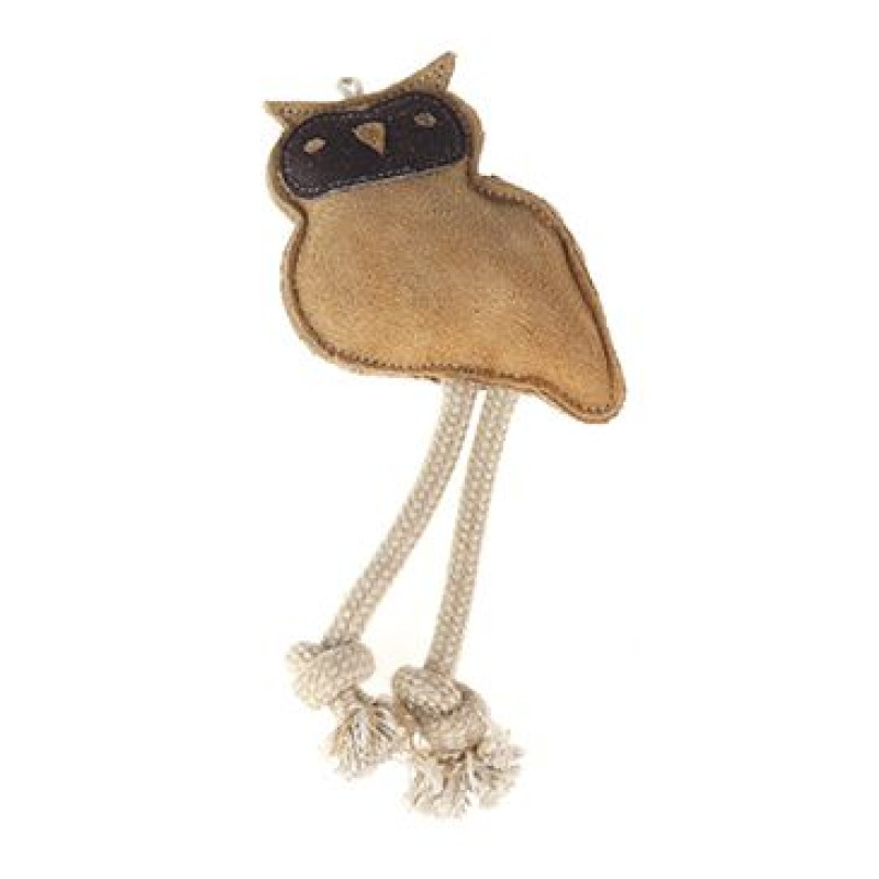 Hračka pes animALL Sova s provazy kůže, natural 28cm