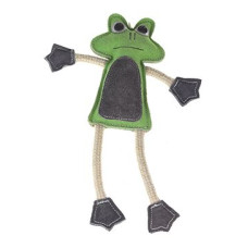Hračka pes animALL Žába s provazy kůže, barevná 33cm