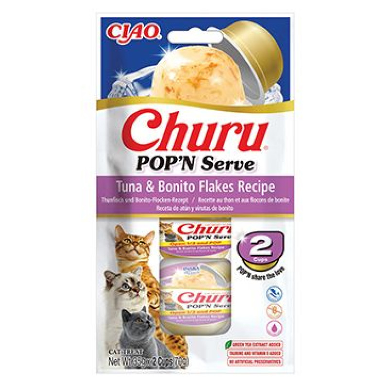 Churu Cat POP'N Serve Tuna&Bonito Flakes Recipe 2x35g