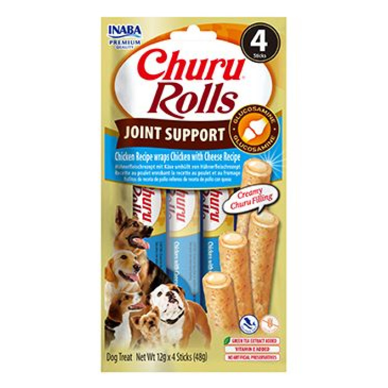 Churu Dog Rolls Joint Supp.Chick.wraps Chick&Ches4x12g