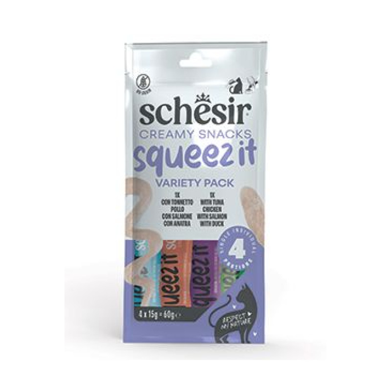 Schesir Cat kapsa Squeez It Variety Pack krém 4x15g