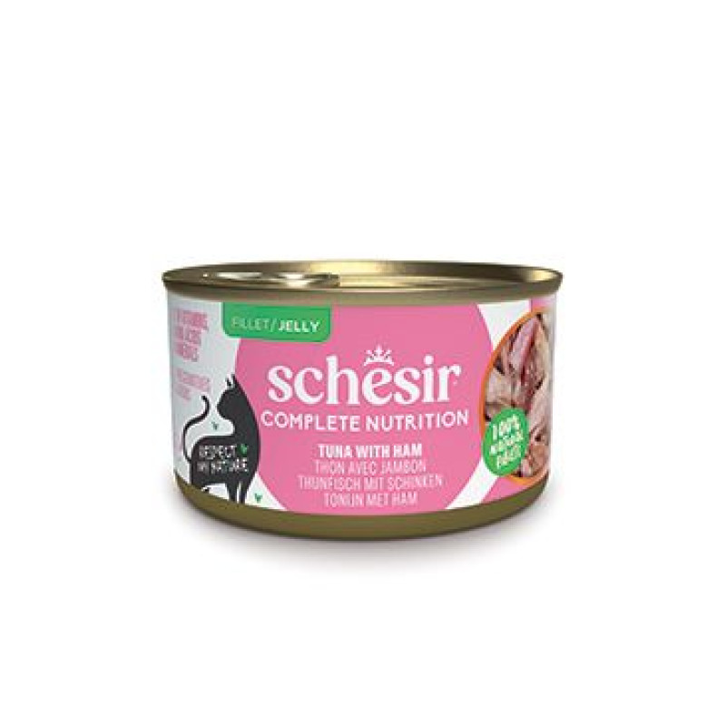 Schesir Cat konz.Compl.Nutrit.Tuňák+šunkou želé 85g