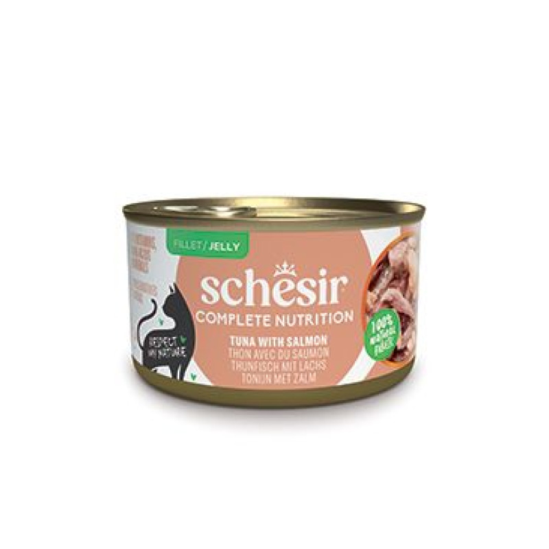 Schesir Cat konz.Compl.Nutrition Tuňák+losos želé 85g