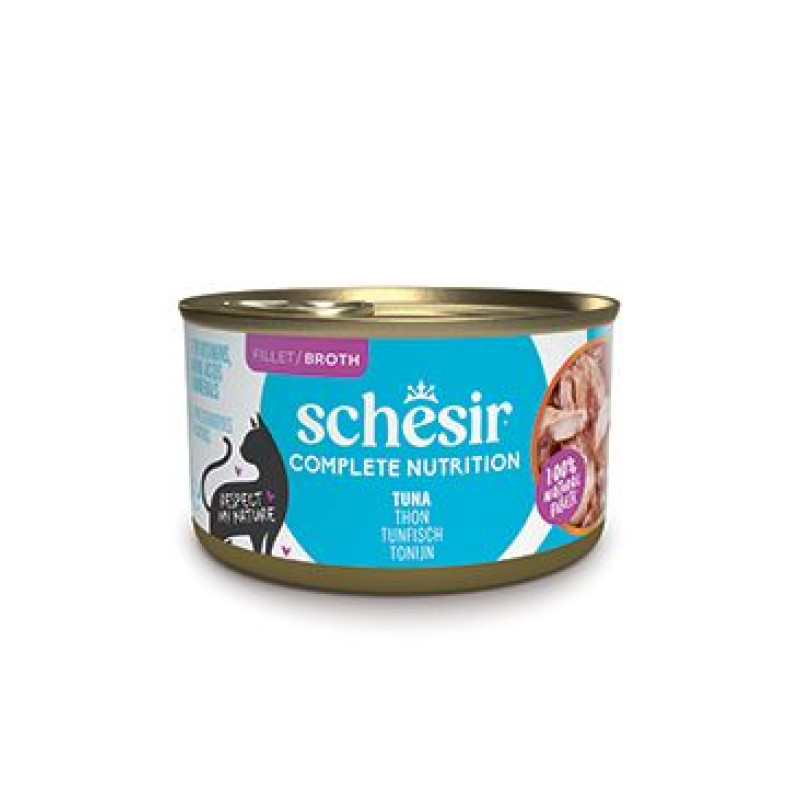 Schesir Cat konz.Compl.Nutrition Tuňák vývar 85g