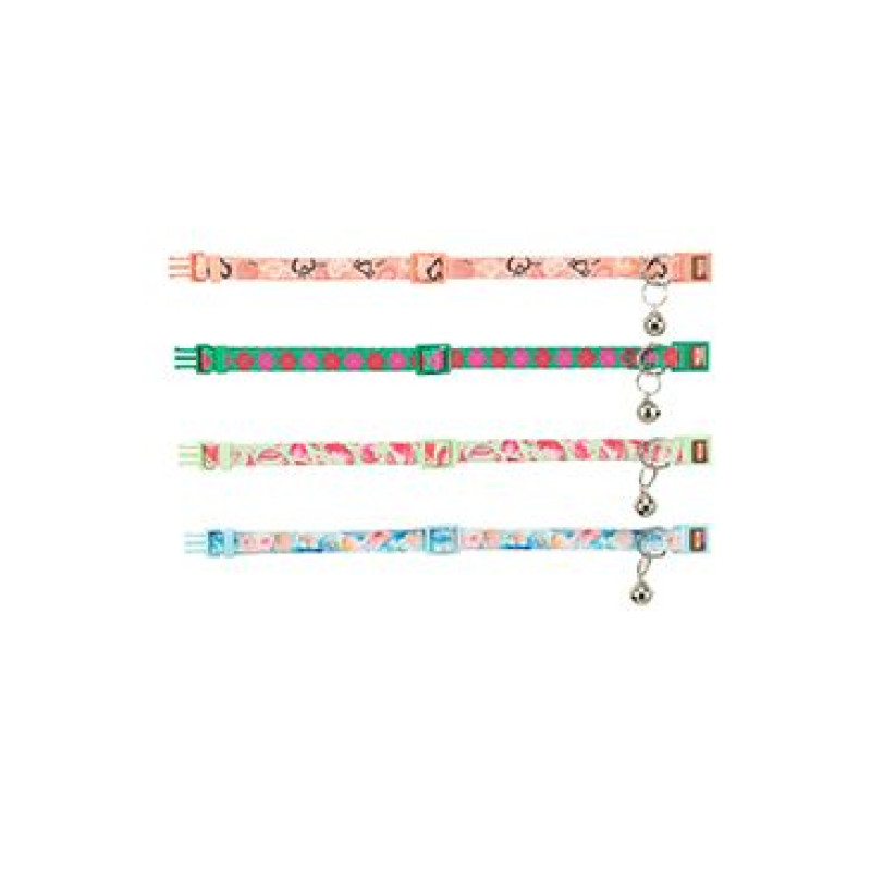 Obojek kočka nylon Flower Power 19-31cm/10mm mix TR