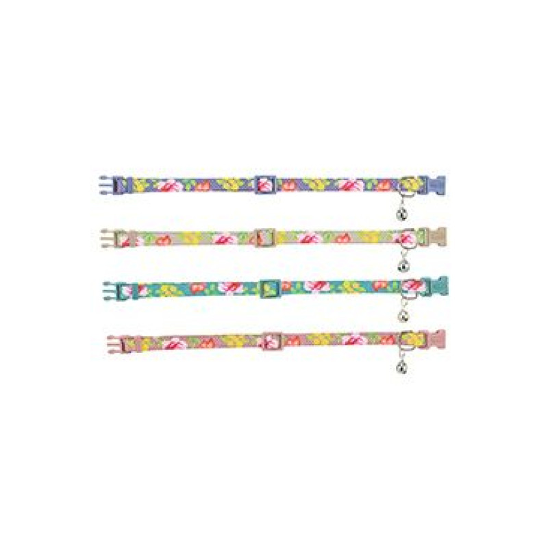 Obojek kočka nylon s květinami 20-34cm/10mm mix TR