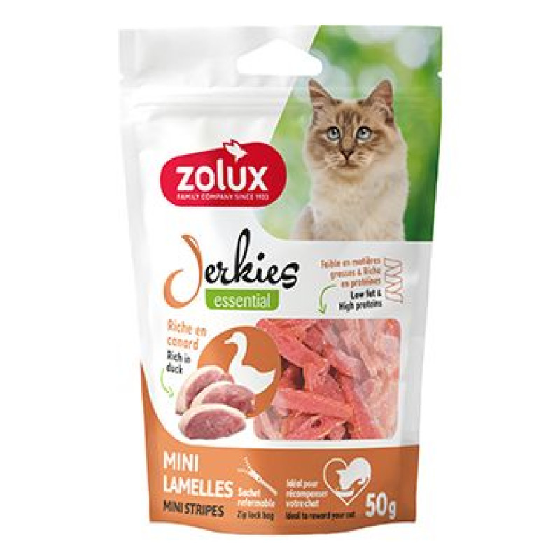 Pochoutka kočka JERKIES MINI proužky kachna 50g Zolux