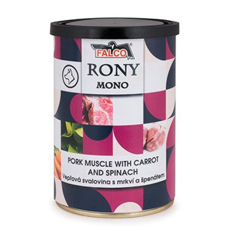 FALCO RONY DOG MONO vepřová sval.s mrkví a špenát 400g