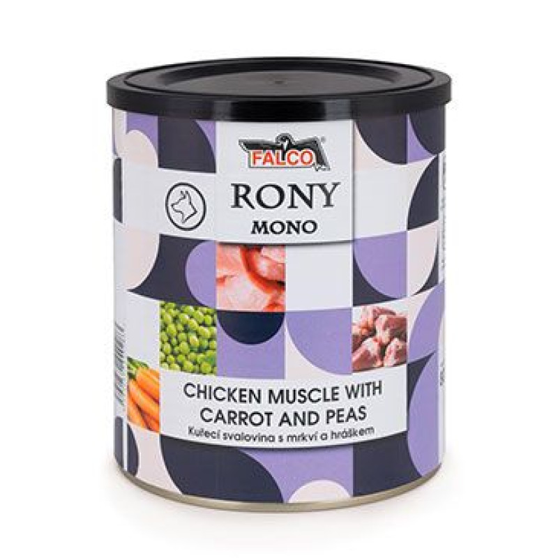 FALCO RONY DOG MONO kuřecí sval.s mrkví a hráškem 800g