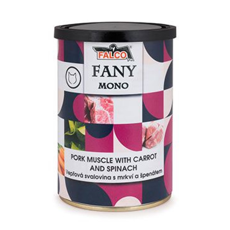 FALCO FANY CAT MONO vepřová sval.s mrkví a špenát 400g