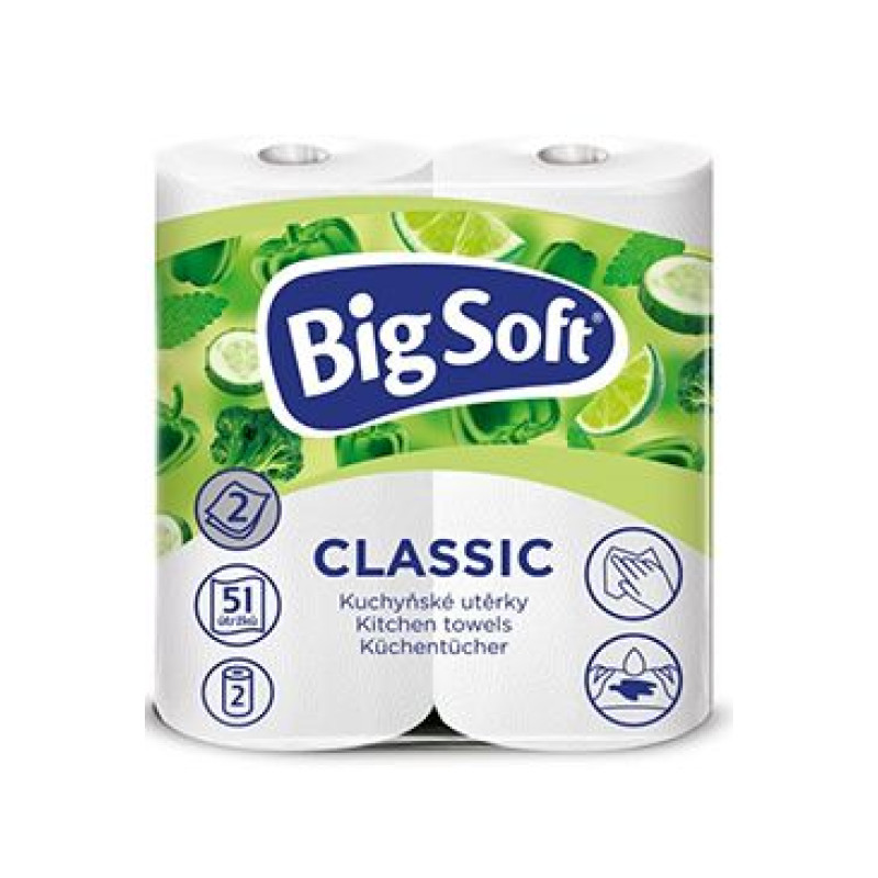 Utěrky kuchyňské papírové Big Soft Classic 2vrstvé 2ks