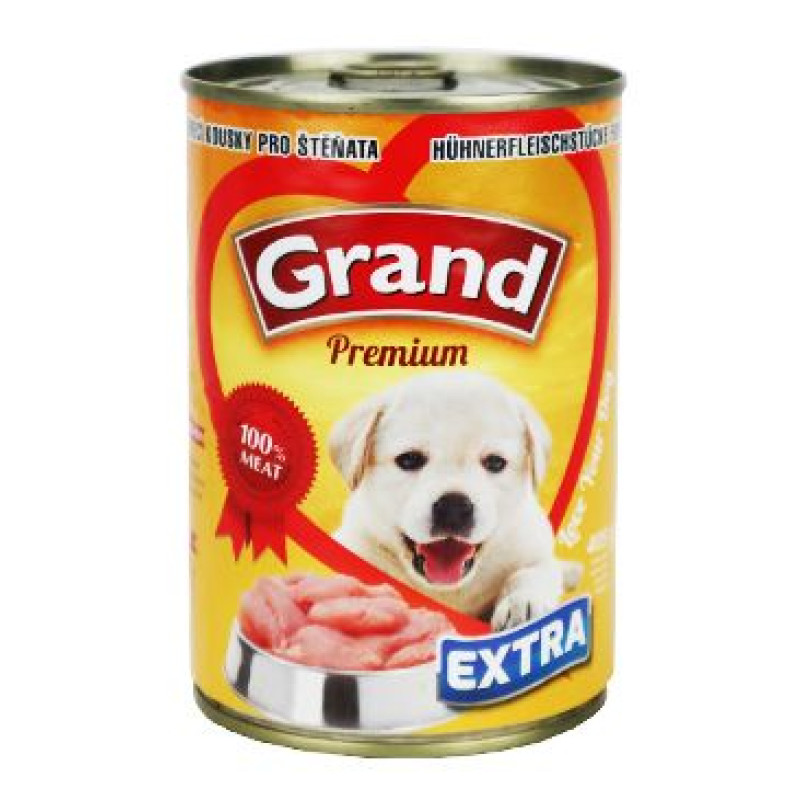GRAND Dog konz. Premium Puppy kuřecí kousky 405g