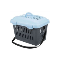 Přepravka CAPRI MIDI s víkem 44x33x32cm šedá/modrá TR