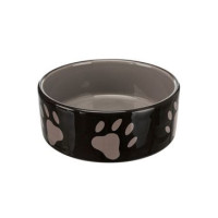 Miska keramická pes tlapky 0,3l 12cm hnědá/tm.šedá TR