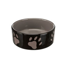 Miska keramická pes tlapky 0,3l 12cm hnědá/tm.šedá TR