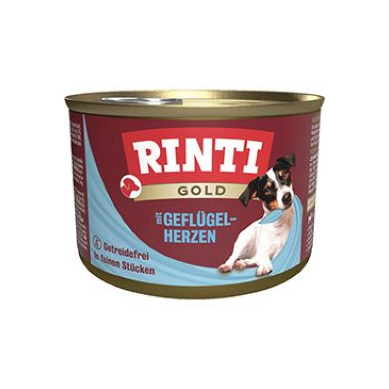 Rinti Dog Gold konzerva drůbeží srdíčka 185g