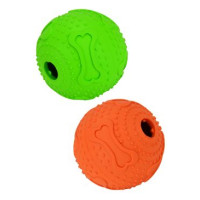 Hračka pes Míč s otvorem na krmivo 6,5cm oranžová TR