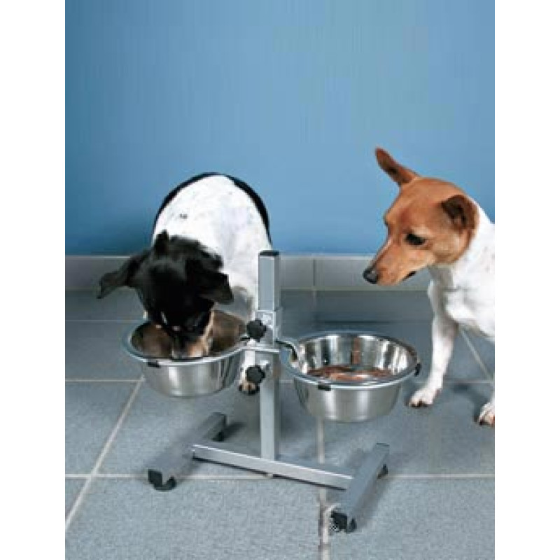 Psí bar na 2misky nerez 4,5l/29cm, nast.výška 60cm TR