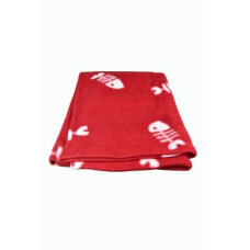 Deka pro psy BEANY bílé rybí kostry 100x70cm vínová TR
