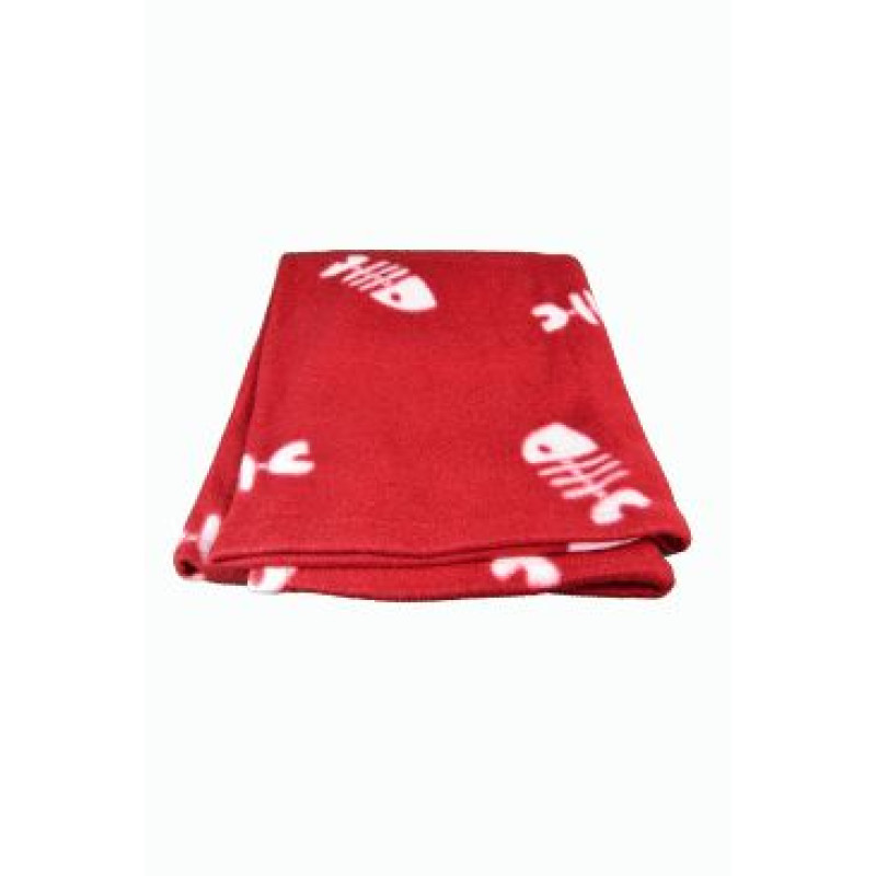 Deka pro psy BEANY bílé rybí kostry 100x70cm vínová TR