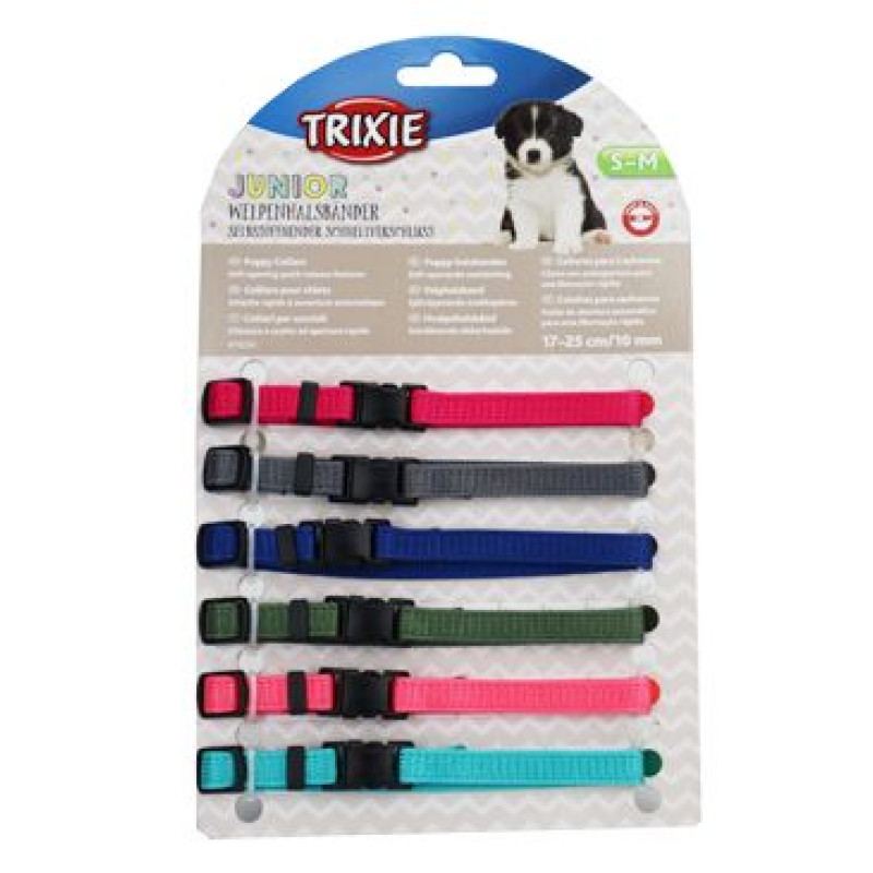 Obojek nylon štěně rozez.S-M 17-25cm/10mm Mix2 6ks TR
