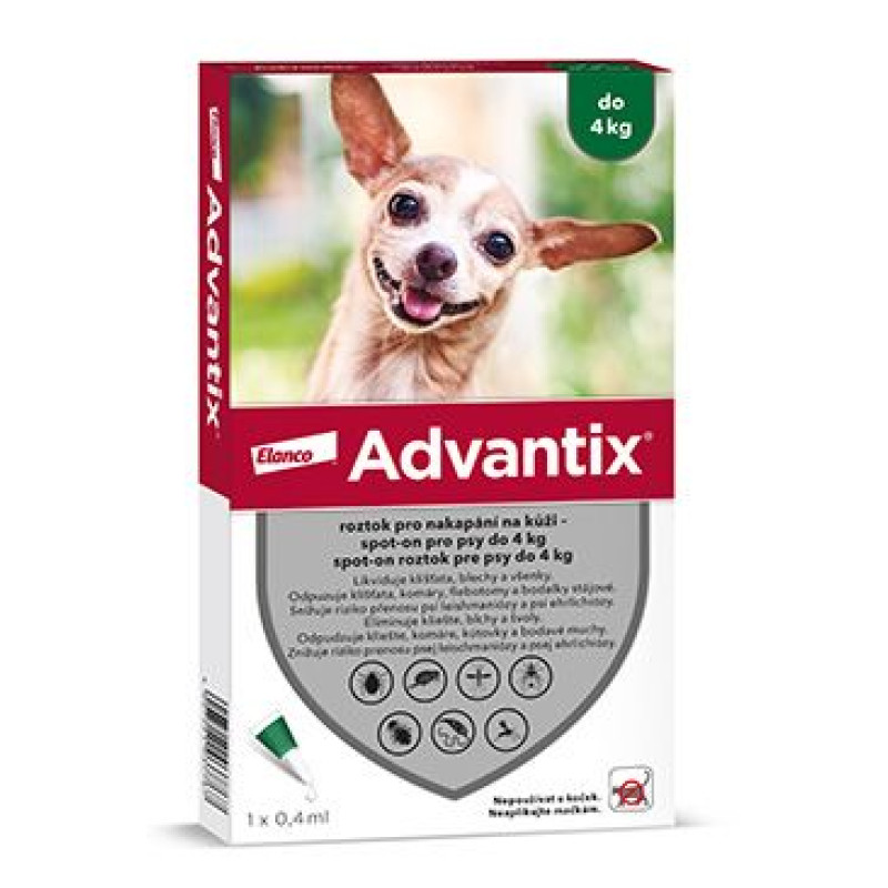 Advantix Spot On 1x0,4ml pro psy do 4kg  (1 pipeta)