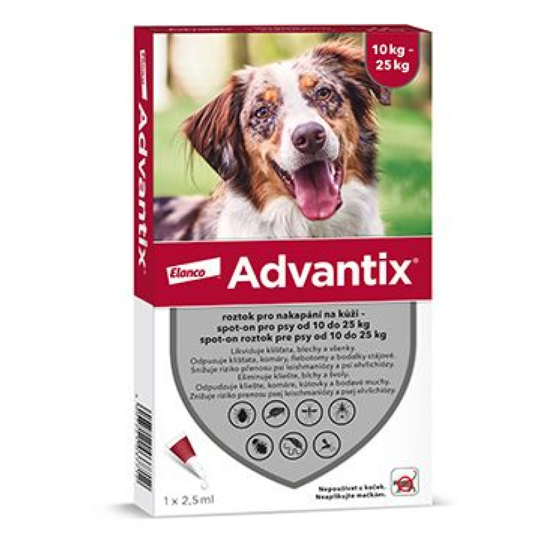 Advantix Spot On 1x2,5ml pro psy 10-25kg (1 pipeta)