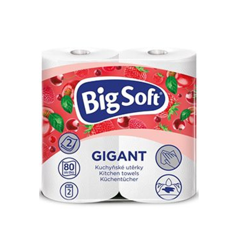 Utěrky kuchyňské papírové Big Soft Gigant 2vrstvé 2ks