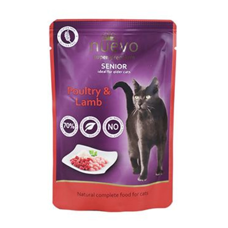 Nuevo kočka kapsa Senior Drůbeží a Jehněčí s rýží 85g