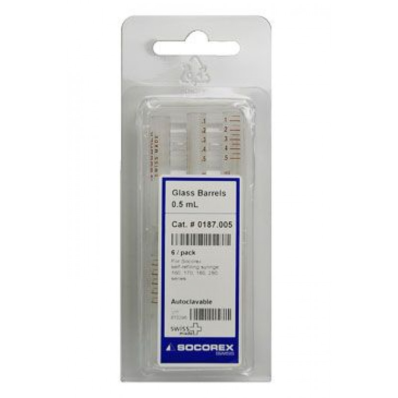 Náhradní skleněný válec k automatu Socorex 0,5ml 6ks