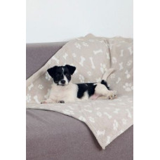 Deka pro psy KENNY bílé kosti,tlapky 100x150cmbéžováTR