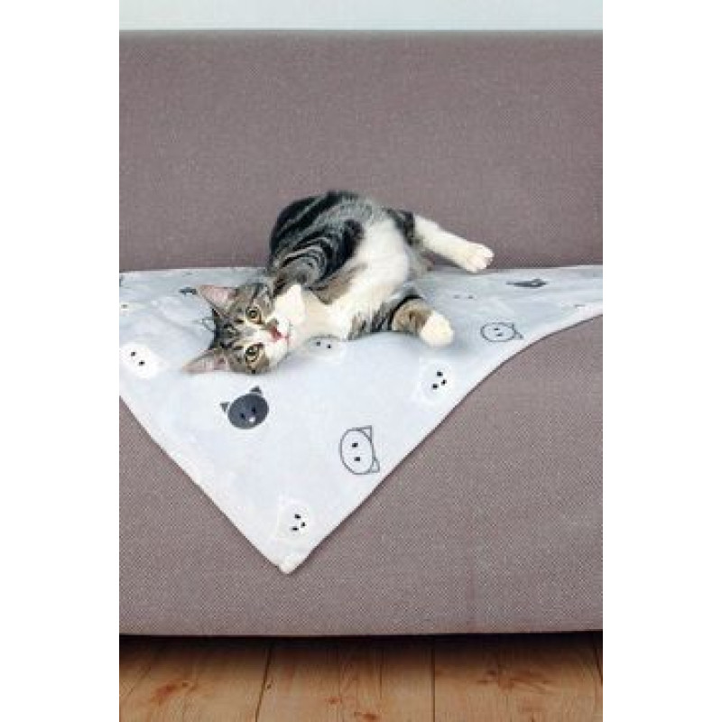 Deka pro kočky MIMI s kočičími hlavami 70x50cm šedá TR