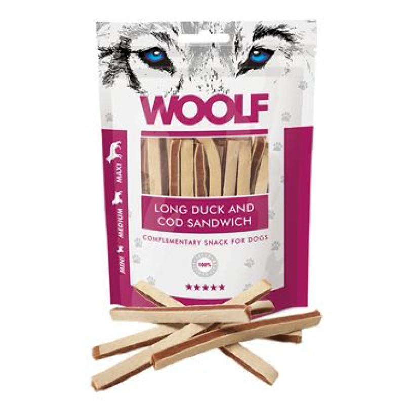 WOOLF Classic poch. Long Duck and Cod Sandwich 100g
