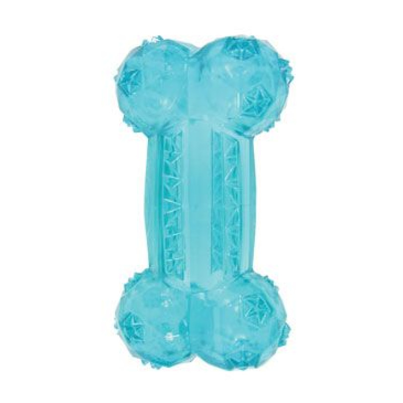Hračka pes BONE TPR POP kost 12cm tyrkys Zolux