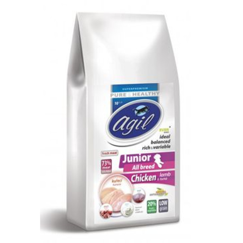 Agil Junior All Breed Low Grain Chicken&Lamb&Tuna 10kg