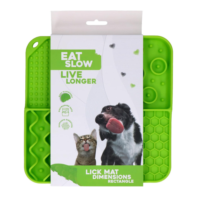 Eat Slow Live Longer lízací zpomalovací podložka Rectangle zelená