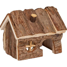 Domek dřevo s kůrou sedlová střecha Grity 14,5x11x11,5cm Flamingo
